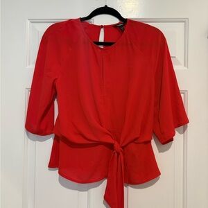 Express Vibrant Red Tie-Front Blouse